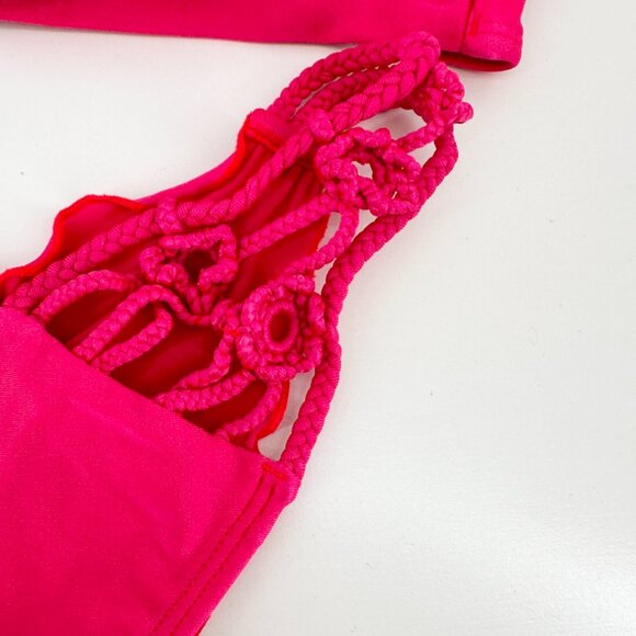 Luli Fama Swimsuit Womens Small Pink Bikini Bandeau Solid Halter Two Piece - Picture 4 of 12